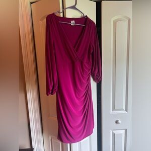 Pink Anne Klein dress with rusching detail.